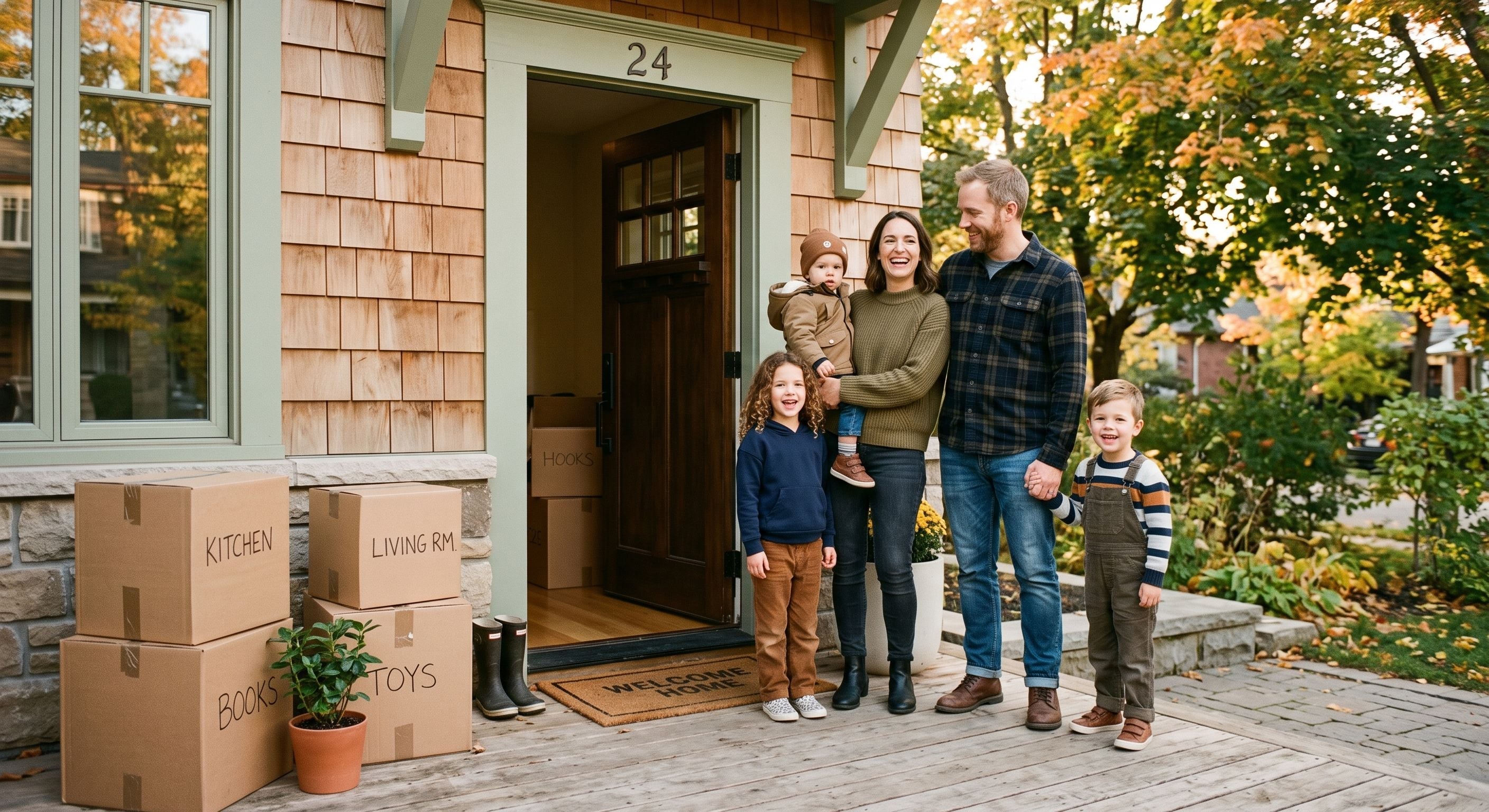 A family moving in after starting a rent-to-own program